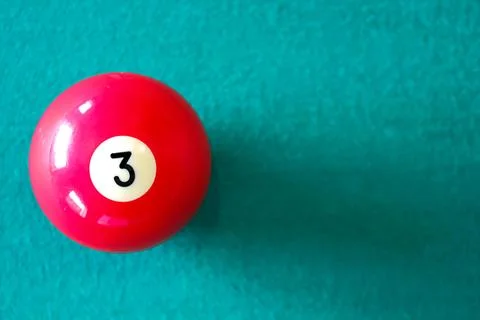 Pool red ball number three with empty space for text Stock Photos