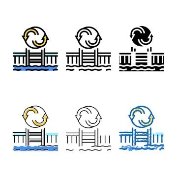 Pool remodeling services types color icon vector Stock Illustration