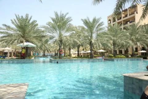 Pool resort hotel view Stock Photos