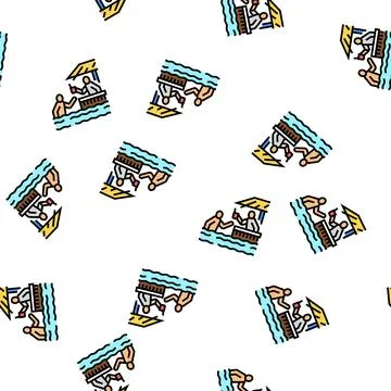 Pool restaurant and bar vector seamless pattern Stock Illustration