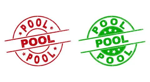 POOL Round Stamp Seals Using Grunged Texture 스톡 일러스트