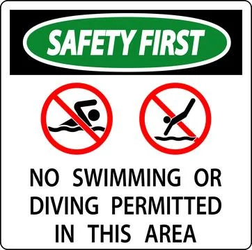 Pool Safety First Sign No Swimming Or Diving Permitted In This Area Stock Illustration