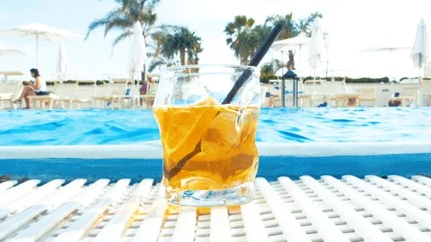Pool scene cocktail Stock Footage 91762882