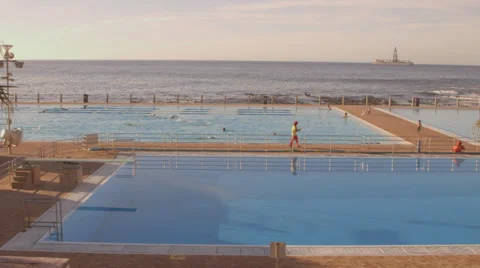 Pool by the sea Stock Footage 27233084