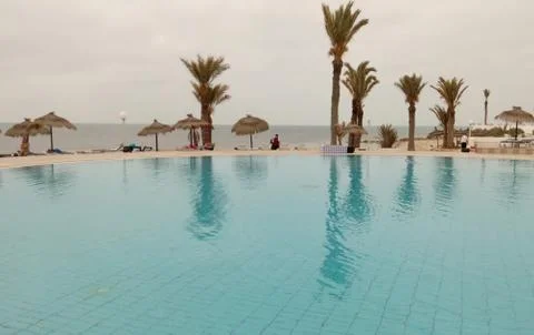 Pool with sea view 스톡 사진