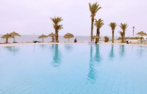 Pool with sea view 스톡 사진