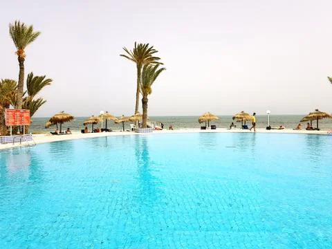 Pool with sea view 스톡 사진
