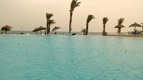 Pool with sea view 스톡 사진