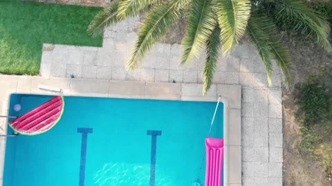 Pool seen from drone, Summer Stock Footage 135730011