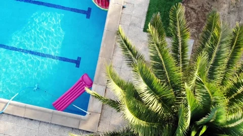 Pool seen from drone, Summer Stock Footage 135730079