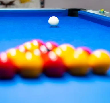 Pool set up. Start of the game. Stock Photos