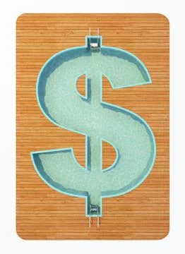 Pool in the shape of a dollar sign 3d rendering Illustrazione stock