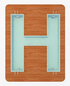 Pool in the shape of a letter h 3d rendering Stock Illustration