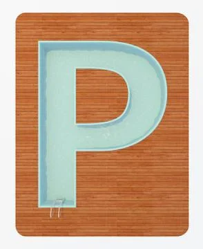 Pool in the shape of a letter p 3d rendering Stock Illustration