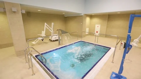 Pool with shower and hydromassage Stock Footage 91213155
