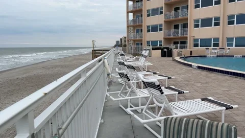 Pool Side Empty Chairs Stock Footage 231176770