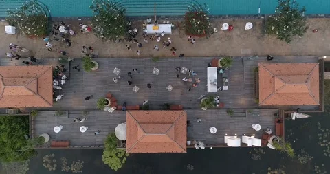 Pool side party drone 4k Stock Footage 87486042