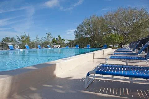 Pool side on vacation Stock Photos