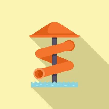 Pool slide icon flat vector. Water park Ilustración de archivo