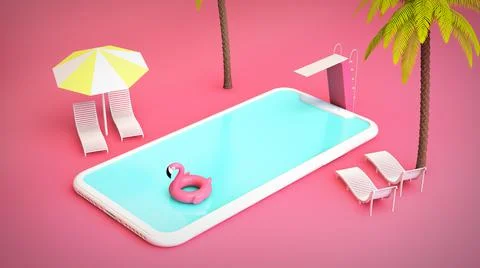 Pool Smartphone Stock Illustration