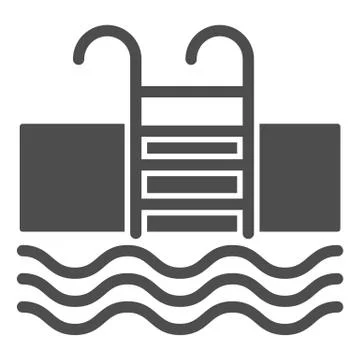 Pool solid icon. Swimming pool vector illustration isolated on white. Ladder and Illustrazione stock