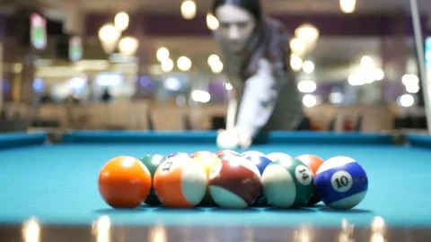 Pool Spread On Billiards Table. An opening spread on a pool table Vídeo Stock 83430977