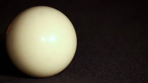 Pool Stick Hitting Cue Ball - Close Up Stock Footage 136669036