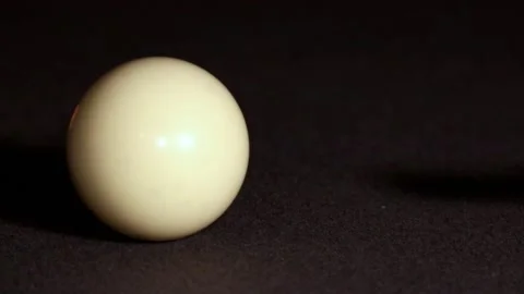 Pool Stick Hitting Cue Ball - Quick Release side profile Stock Footage 136669205