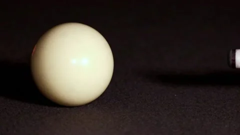Pool Stick Hitting Cue Ball - Medium Profile Stock Footage 136669268
