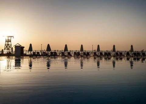 Pool sunbed Stock Photos