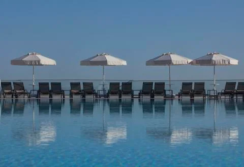 Pool sunbed Stock Photos