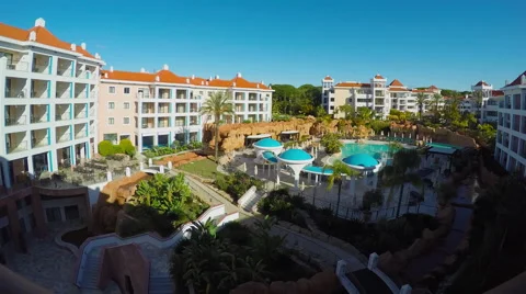 Pool sunrise at the resort time lapse Vídeo Stock 47070708