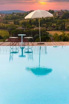Pool in sunset Stock Photos