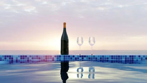 Pool Sunset Wine Drink 4K 库存影片 168765411