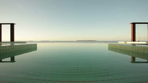 Pool surface in front of ocean Stock Footage 1016929