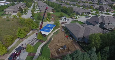 Pool Suspended by Crane02 Stock Footage 157640431