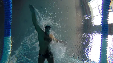 Pool . swimmer swims along the path Stock Footage 54505401