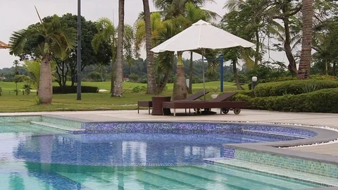 Pool swimming in hotel Stock Footage 91236930