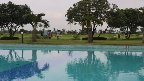 Pool swimming in hotel Stock Footage 91236953