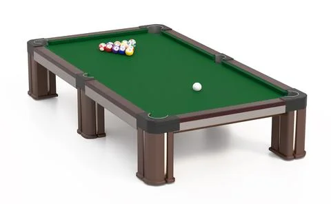 Pool table and balls isolated on white background. 3D illustration 스톡 일러스트