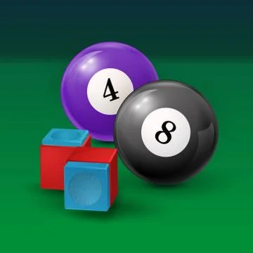 Pool table background  illustration with billiard balls and billiard chalk Stock Illustration
