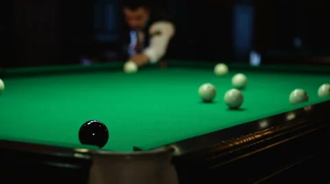 Pool table with balls Stock Footage 54579566