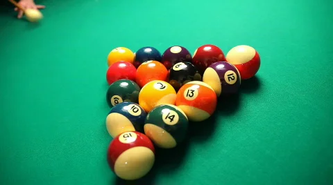 Pool table with balls, professional sport Stock Footage