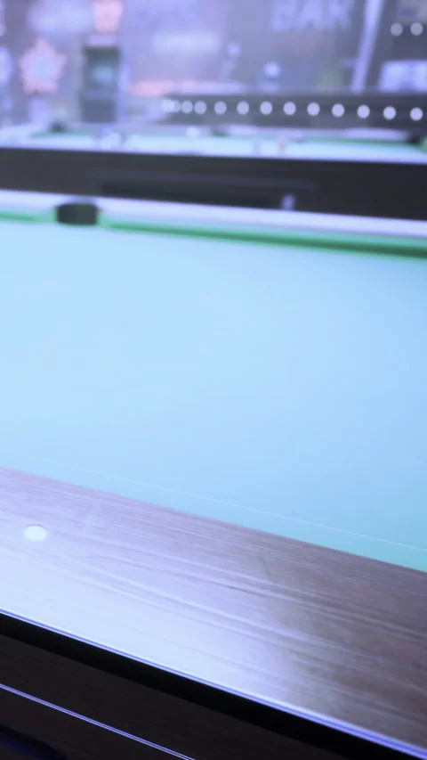 Pool table in a bar with green felt surface ready for game play 動画素材 336187149