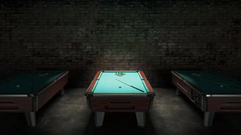 Pool table with brick wall Stock Illustration