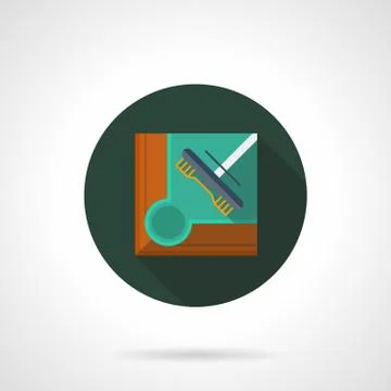 Pool table brush flat round vector icon 스톡 일러스트