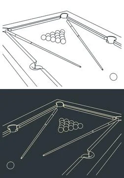 Pool table close up illustrations Stock Illustration