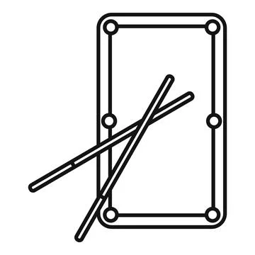 Pool table with cue sticks line art icon Stock Illustration