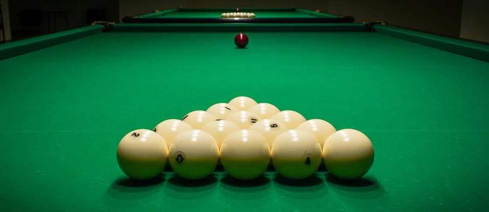Pool table in the dark Stock Photos