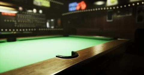Pool table in a dimly lit bar with cozy atmosphere and vibrant decor Stock Illustration